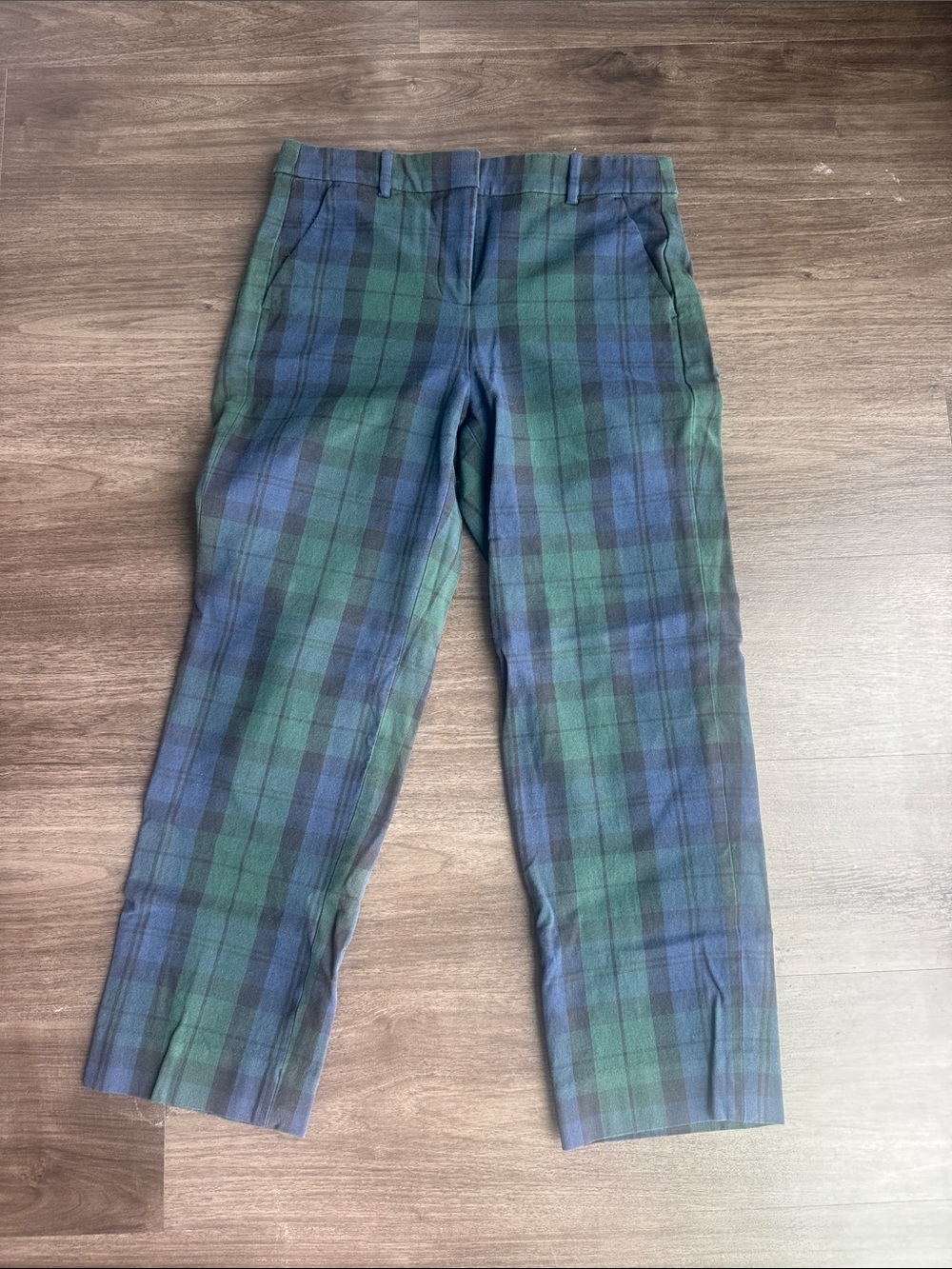 J. Crew Kellie Green and Blue Plaid Chinos